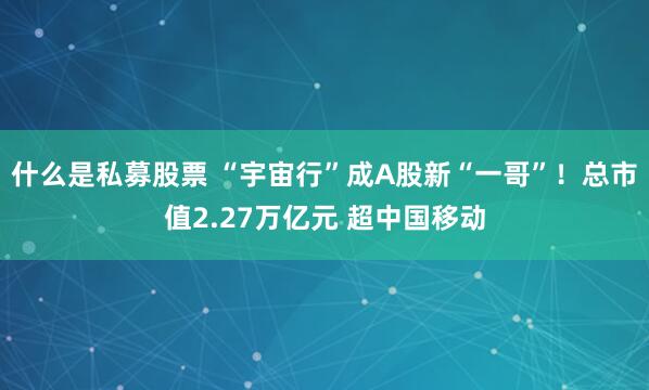什么是私募股票 “宇宙行”成A股新“一哥”！总市值2.27万亿元 超中国移动